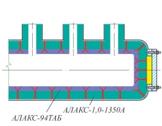 Рис. 6. Коллектор с двухслойной футеровкой без внутренней обечайки